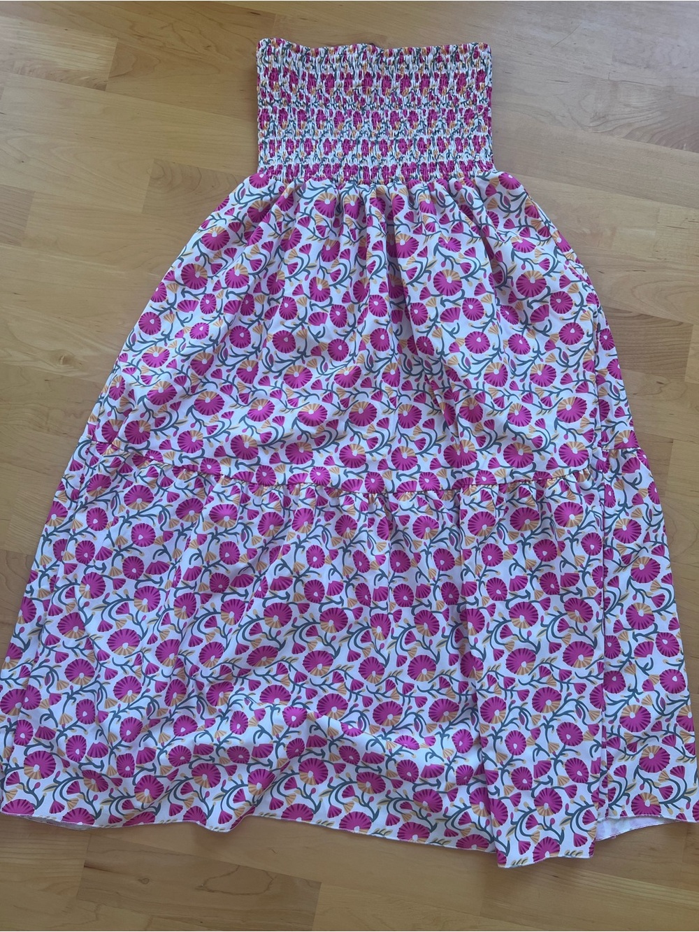 Pink Floral Smocked Sundress